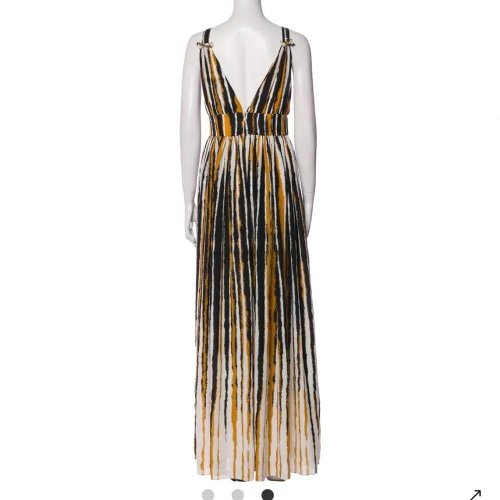 Ronny Kobo Sallee Elegant Striped Tiger Print Deep V-Neck Maxi Dress SXS NWOT - Picture 7 of 15